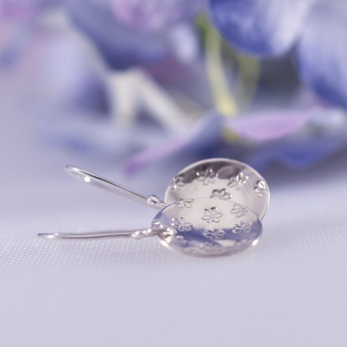 Handmade Sterling Silver Daisy Disc Drop Earrings