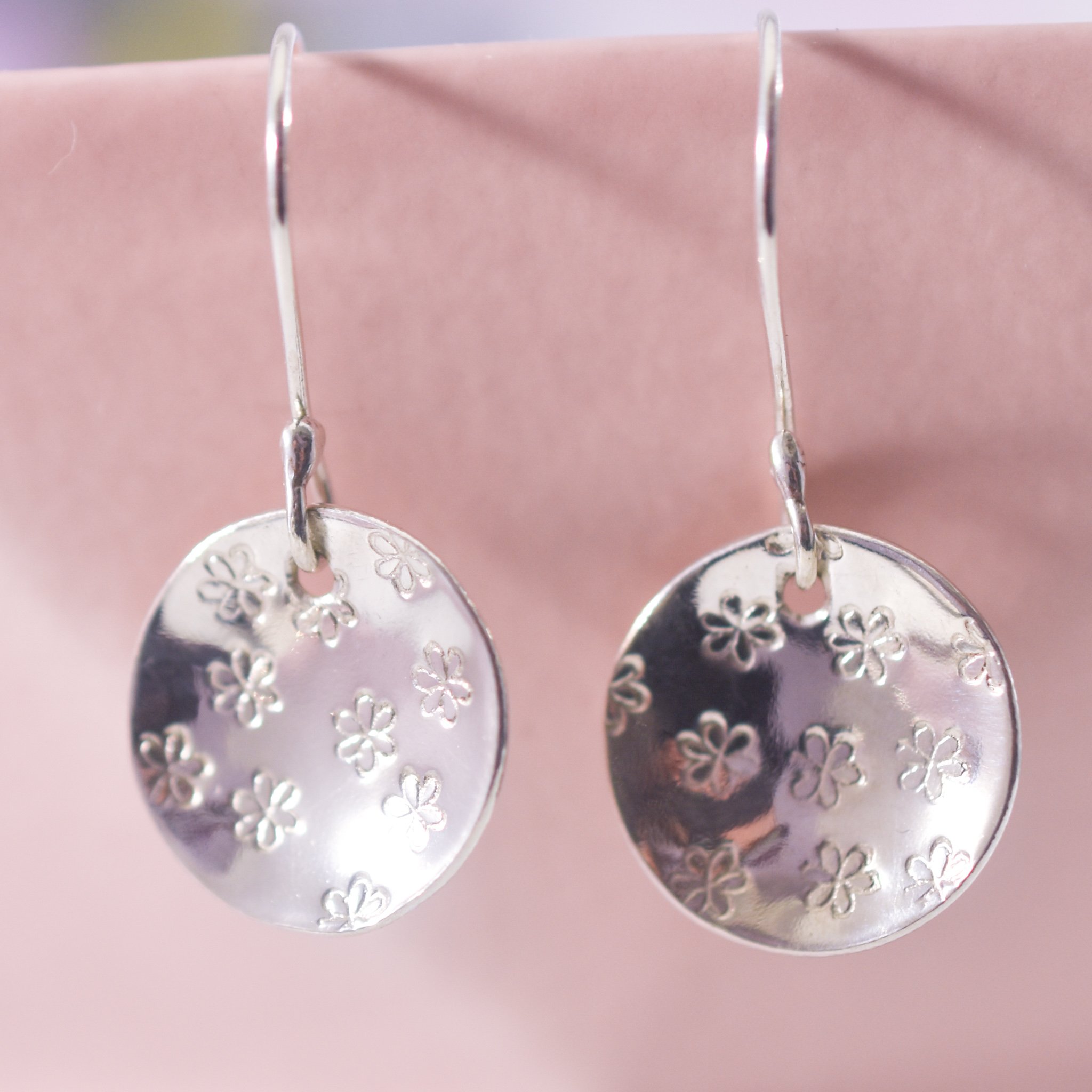 Sterling Silver Floral Drop Earrings
