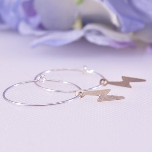 Handmade Gold Filled Lightning Bolt Hoop Earrings