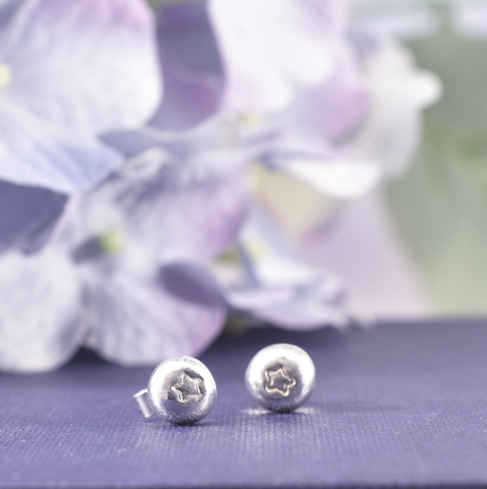 Handmade Recycled Sterling Silver Star Nugget Stud Earrings