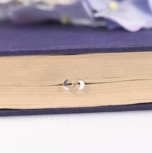 Sterling Silver Tiny Crescent Moon Stud Earrings