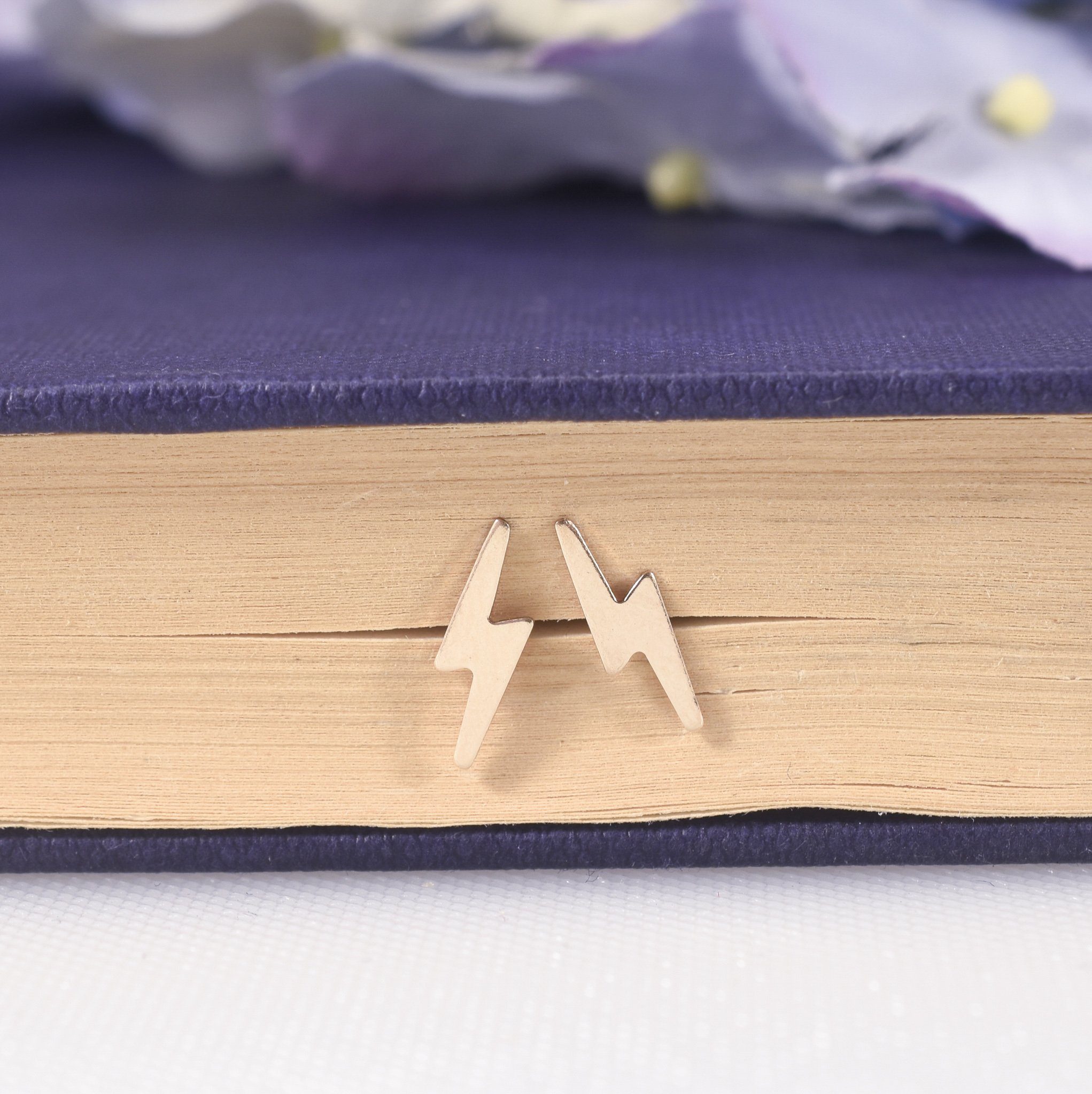 Gold Filled Lightning Bolt Stud Earrings - Image 5