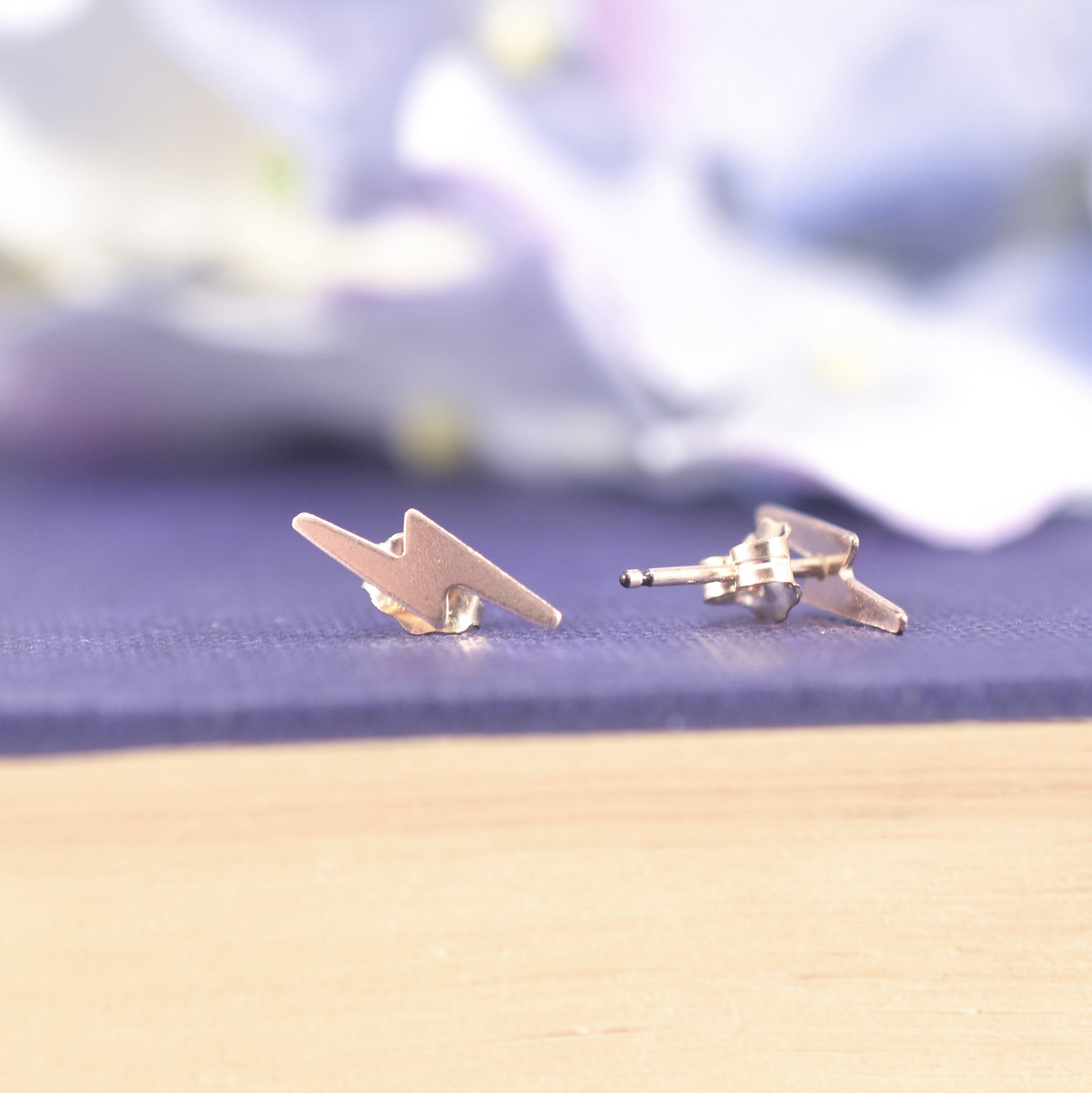 Gold Filled Lightning Bolt Stud Earrings - Image 8