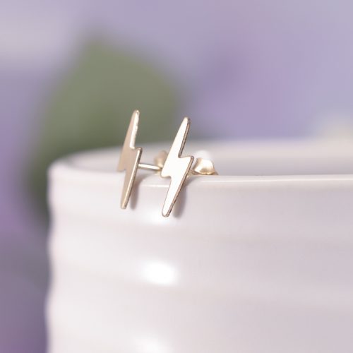 Gold Filled Lightning Bolt Stud Earrings