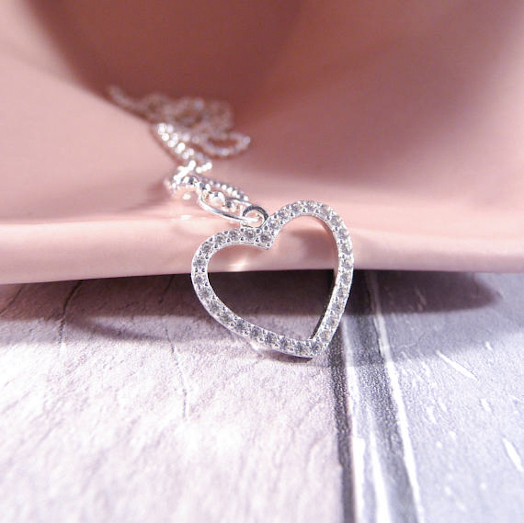 Sterling Silver Cubic Zirconia Heart Necklace - Image 3
