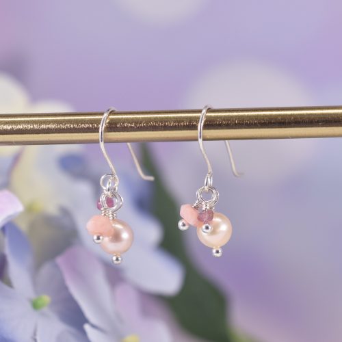 Handmade Sterling Silver Pearl Cluster Drop Earrings
