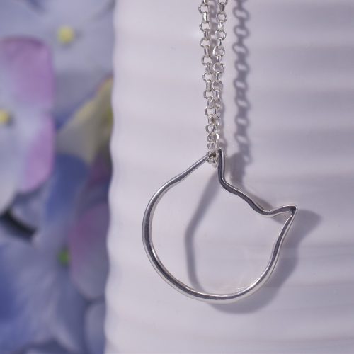 Handmade Sterling Silver Pretty Kitty Cat Necklace