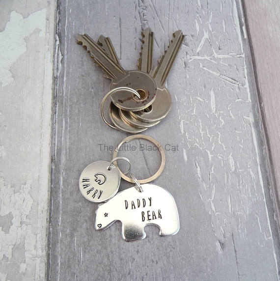 Handmade Aluminium Daddy Bear Keyring - Image 3