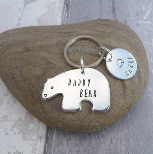 Handmade Aluminium Daddy Bear Keyring