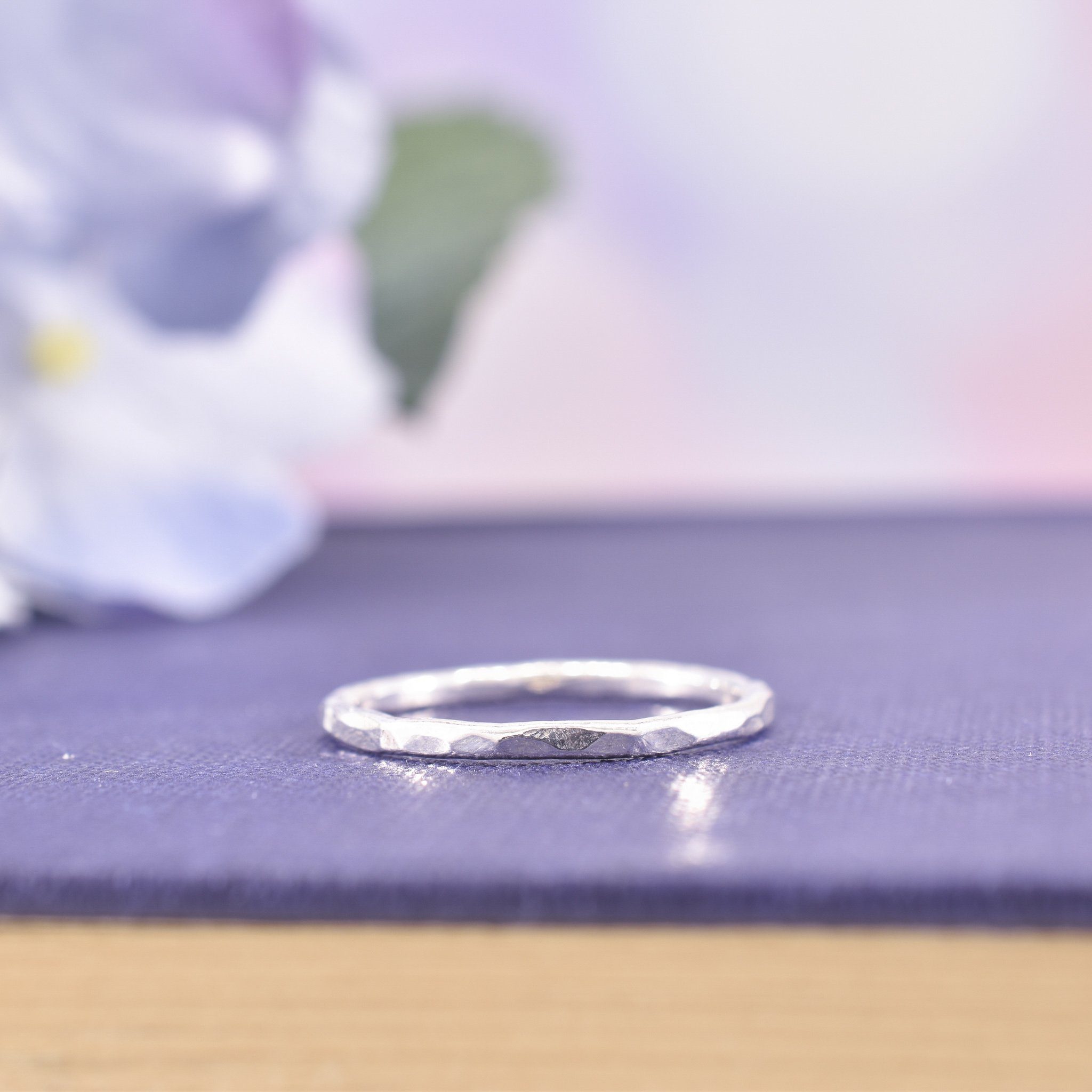 Handmade Sterling Silver Hammered Band Ring