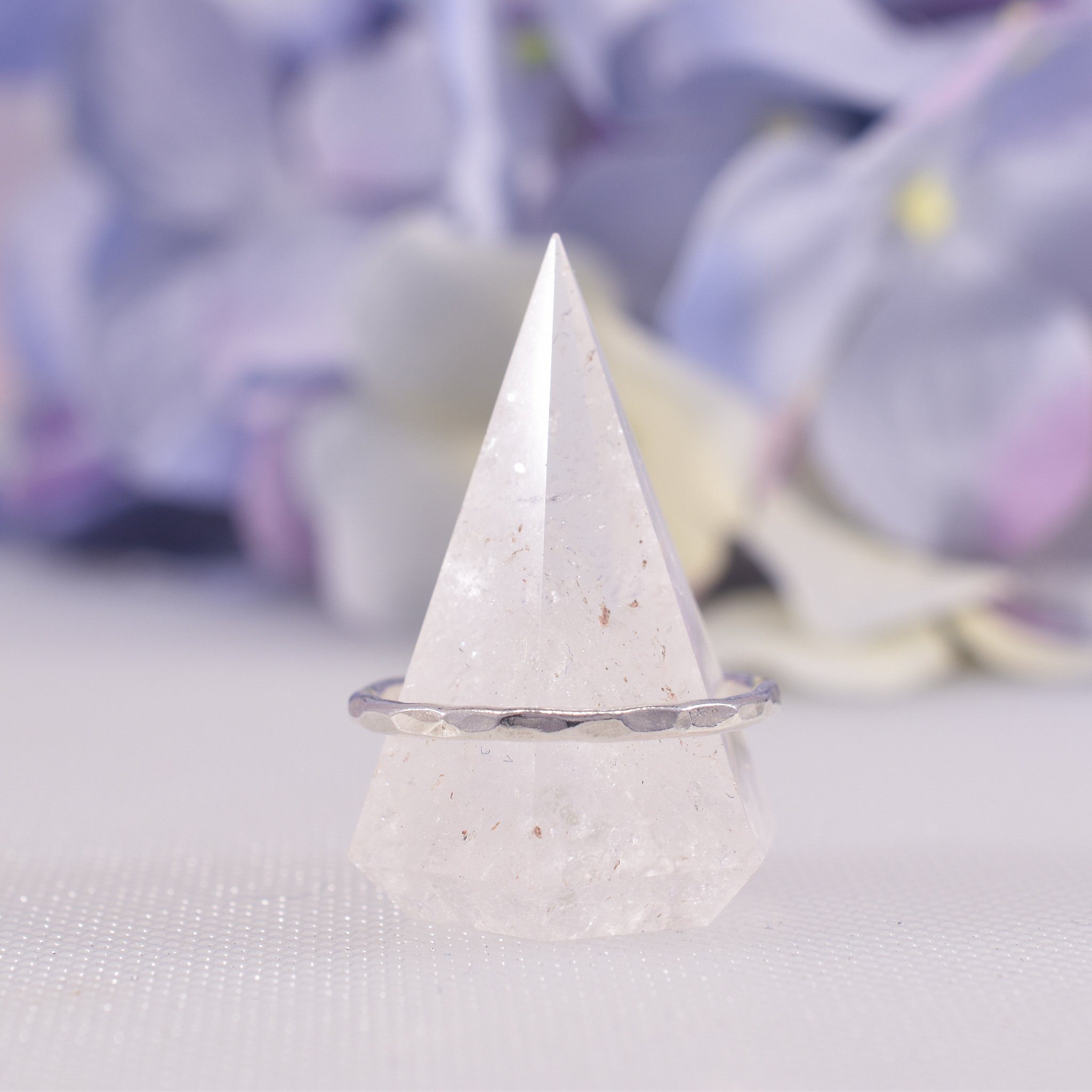 Handmade Sterling Silver Hammered Band Ring - Image 3