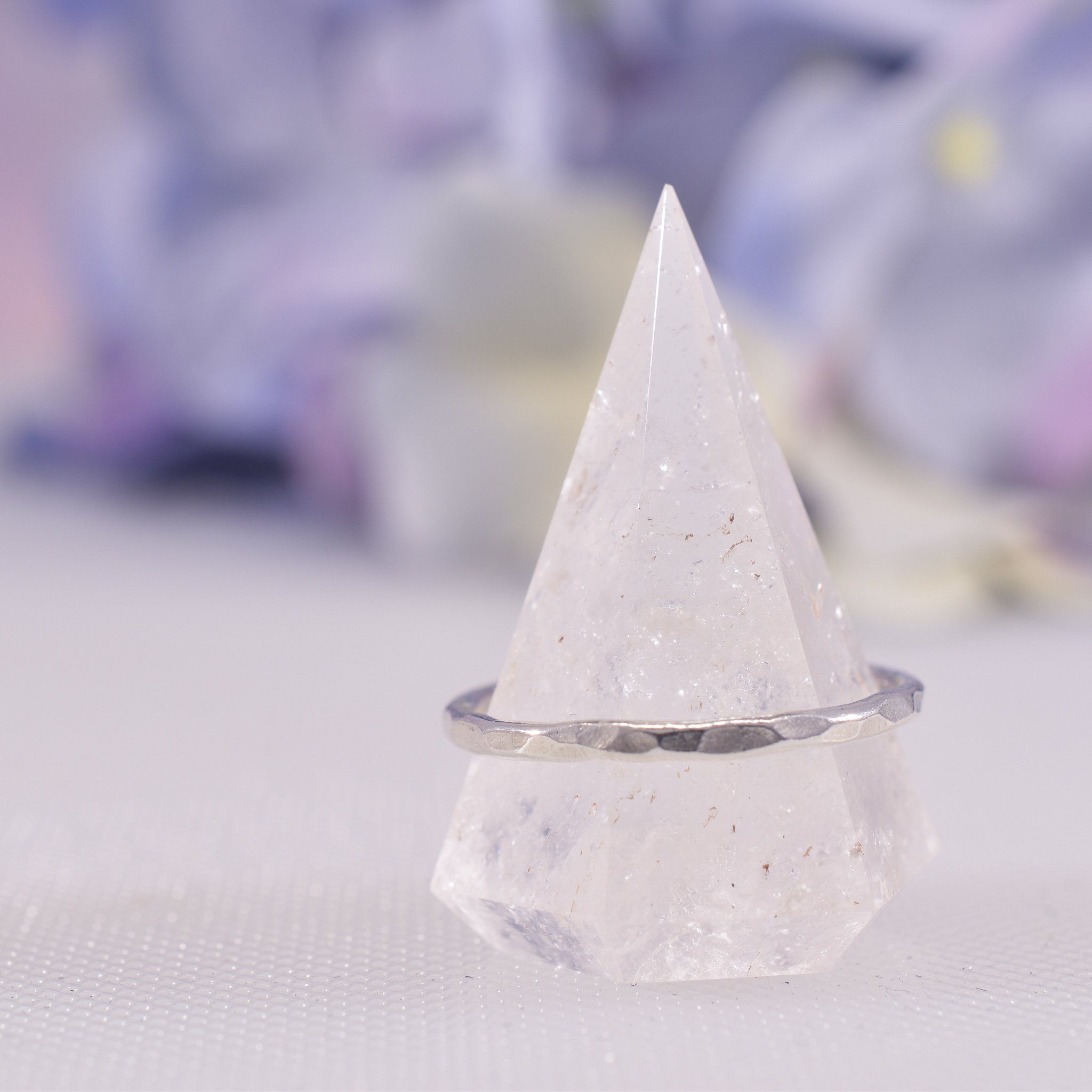 Handmade Sterling Silver Hammered Band Ring - Image 4