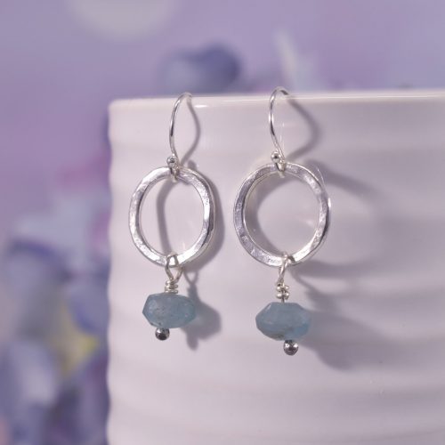 Handmade Sterling Silver Apatite Circle Earrings
