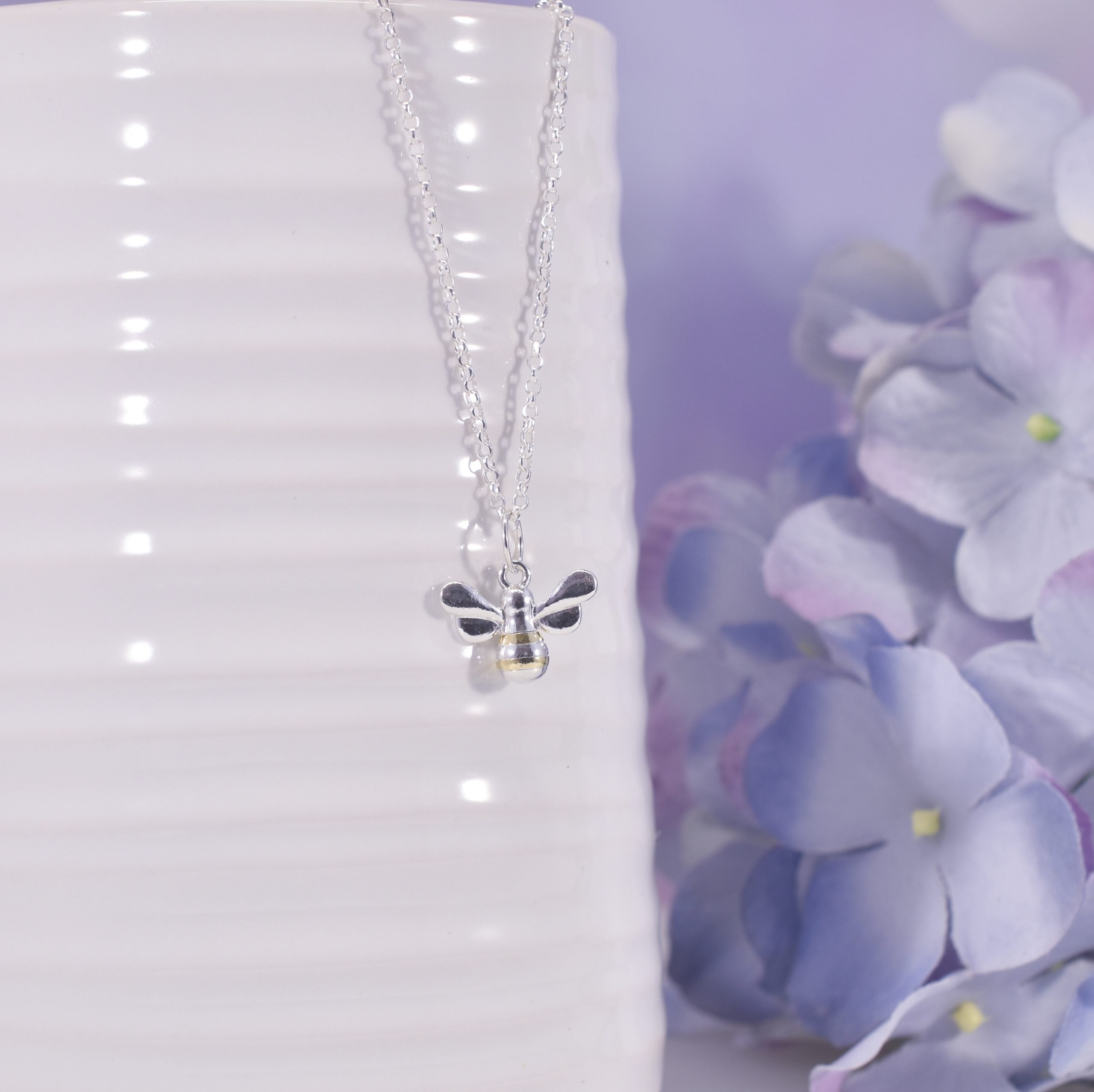 Handmade Sterling Silver & Gold Bumble Bee Necklace - Image 4