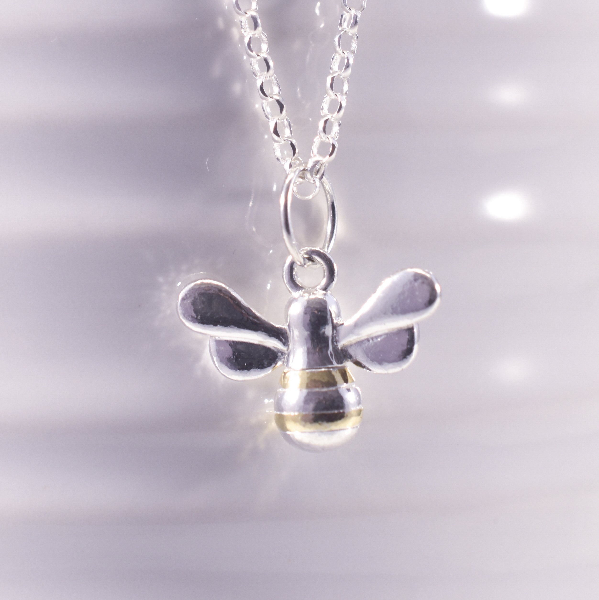 Handmade Sterling Silver & Gold Bumble Bee Necklace - Image 5