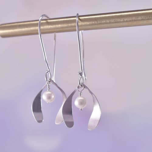 Handmade Sterling Silver Mistletoe Kisses Earrings