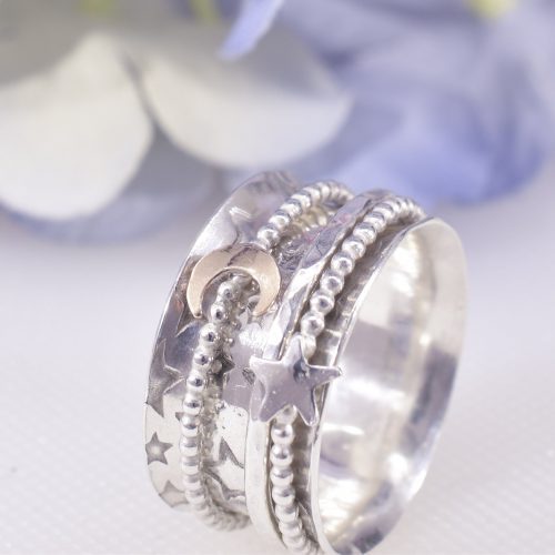 Handmade Sterling Silver Galaxy Spinner Ring