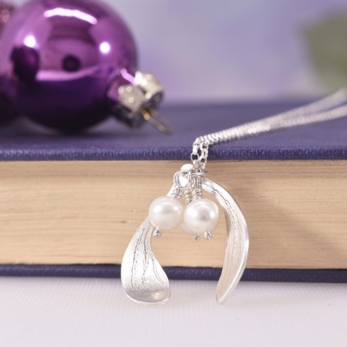 Handmade Sterling Silver Mistletoe Kisses Necklace