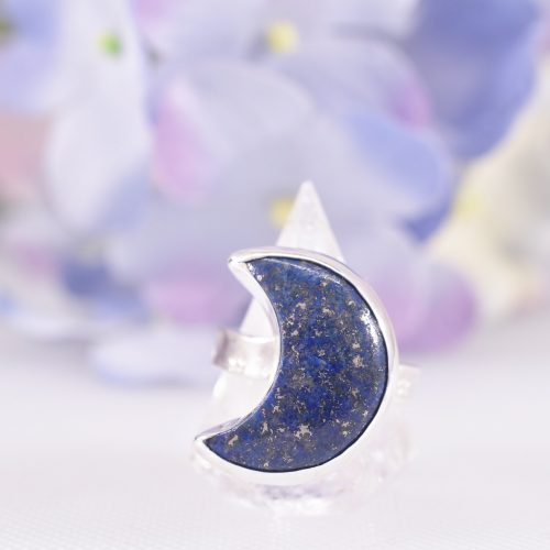 Handmade Sterling Silver Luna Lapis Moon Ring