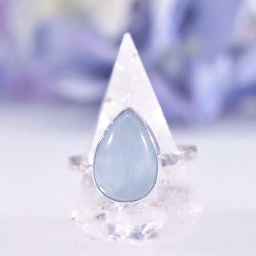 Handmade Sterling Silver Hammered Aquamarine Ring