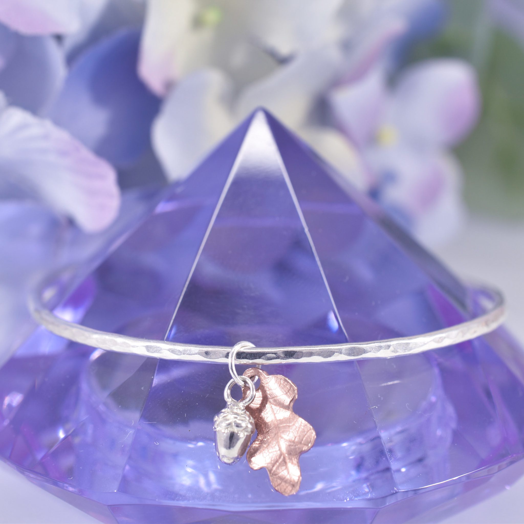 Handmade Copper Oak Leaf Acorn Bangle - Image 6