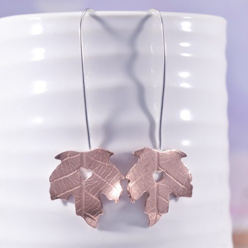 Handmade Copper Maple Leaf Earrings