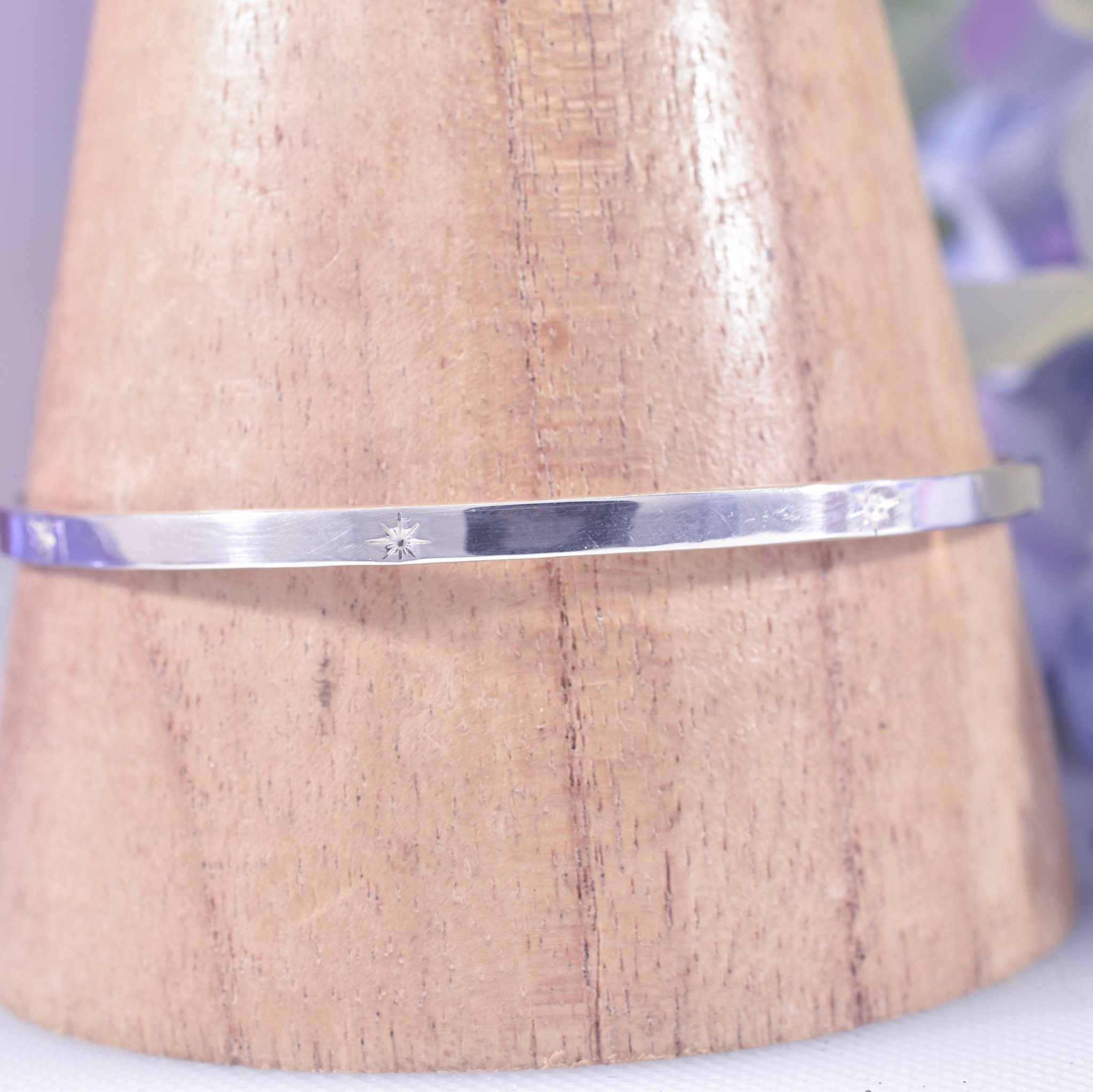 Handmade Sterling Silver Celestial Star Bangle - Image 5