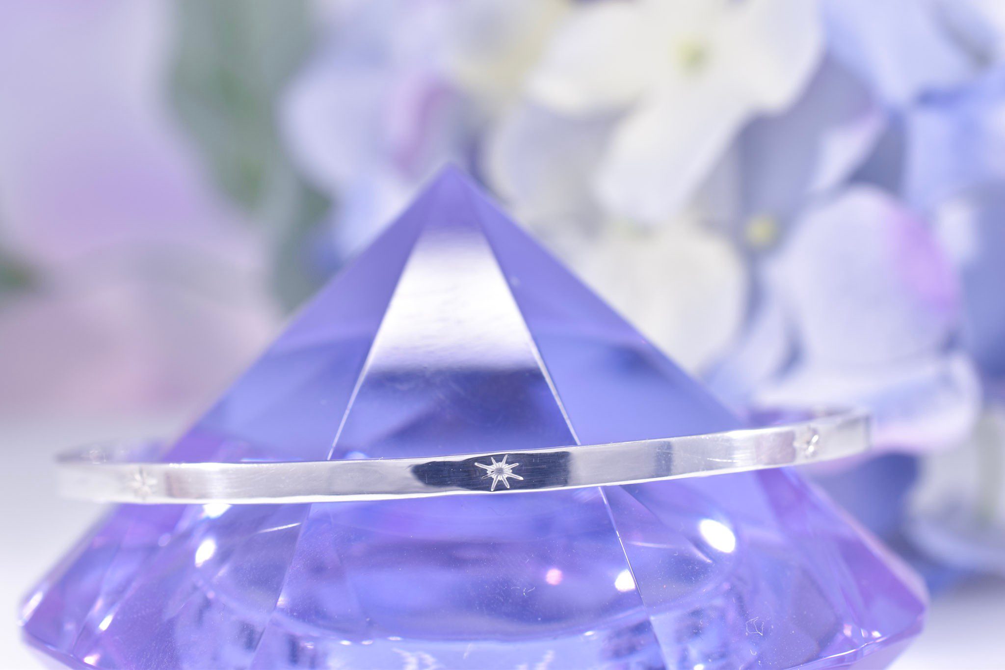 Handmade Sterling Silver Celestial Star Bangle - Image 4