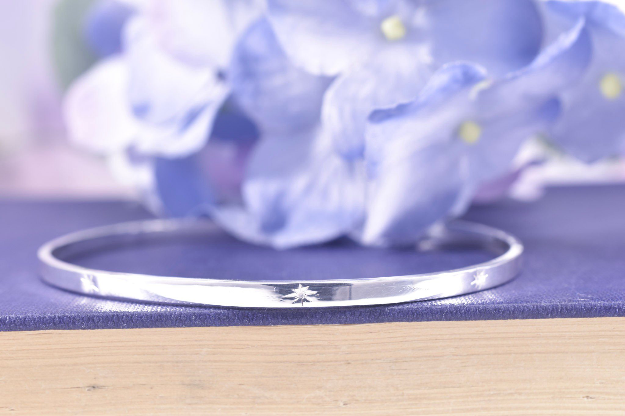 Handmade Sterling Silver Celestial Star Bangle - Image 2
