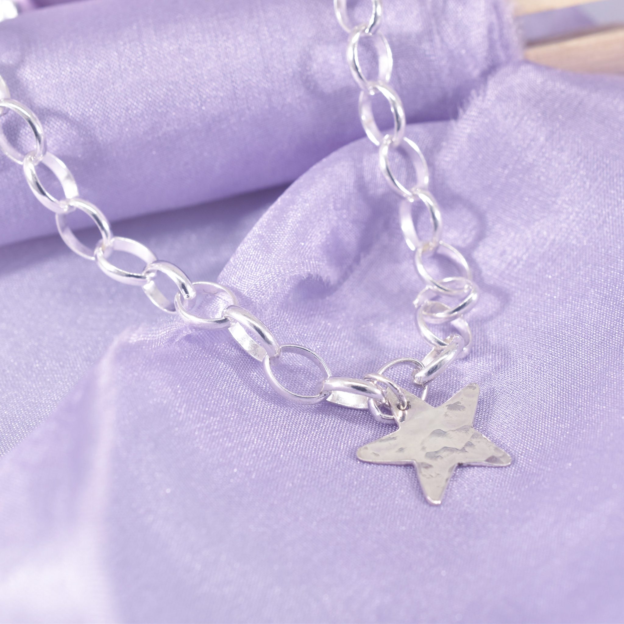 Sterling Silver Hammered Star Bracelet - Image 4