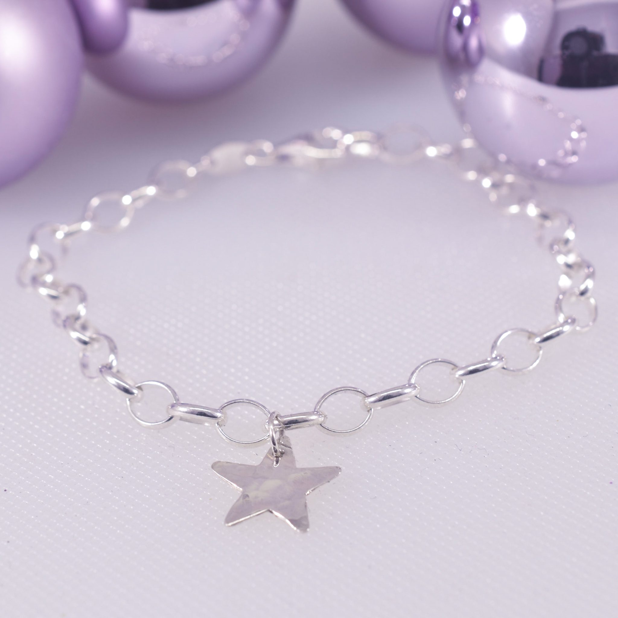 Sterling Silver Hammered Star Bracelet - Image 3