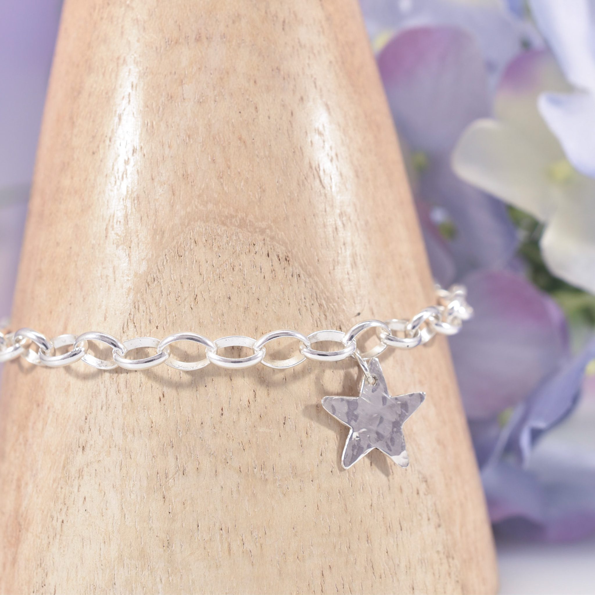 Sterling Silver Hammered Star Bracelet - Image 2