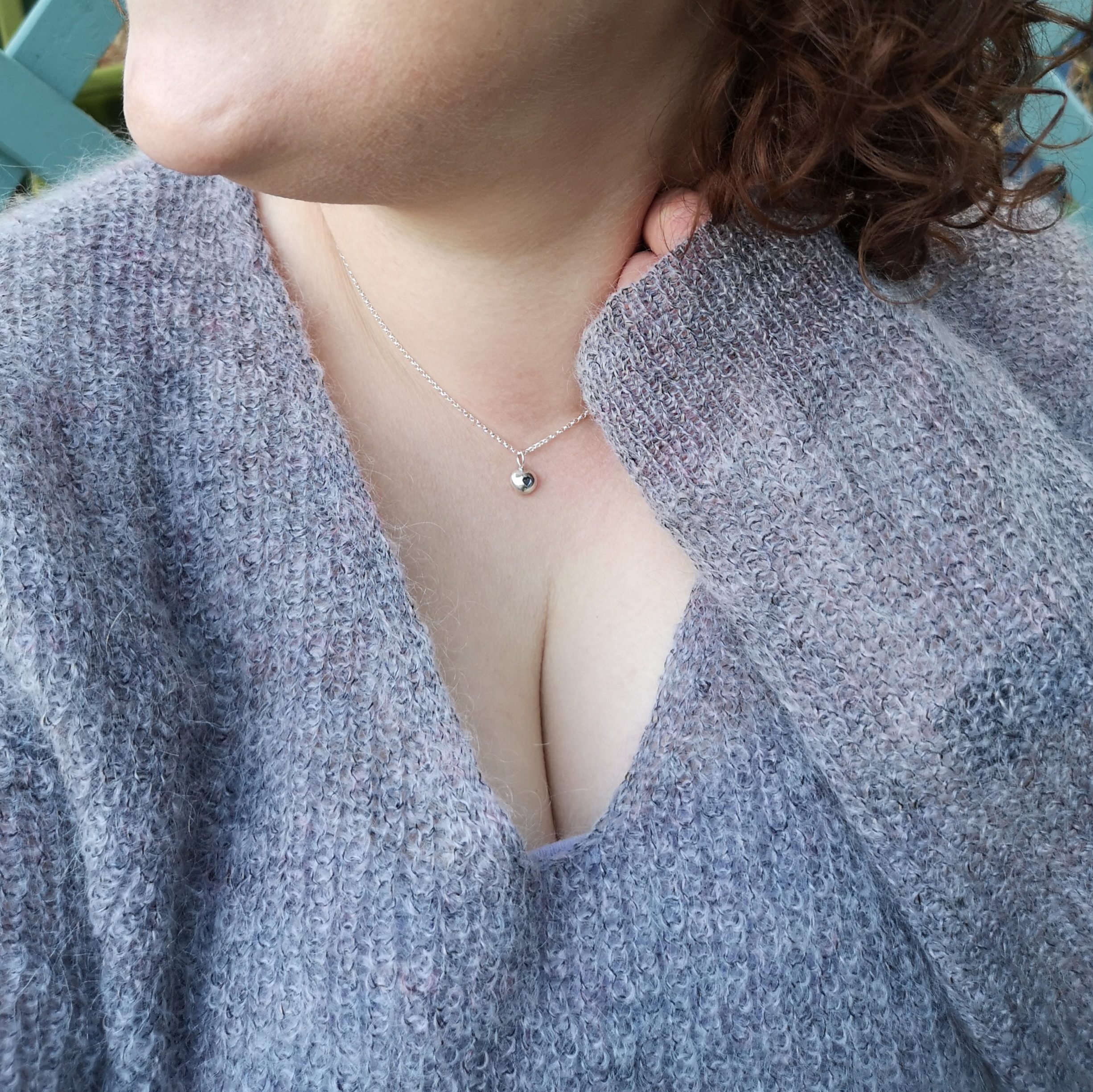 Handmade Recycled Sterling Silver Heart Pebble Necklace - Image 9