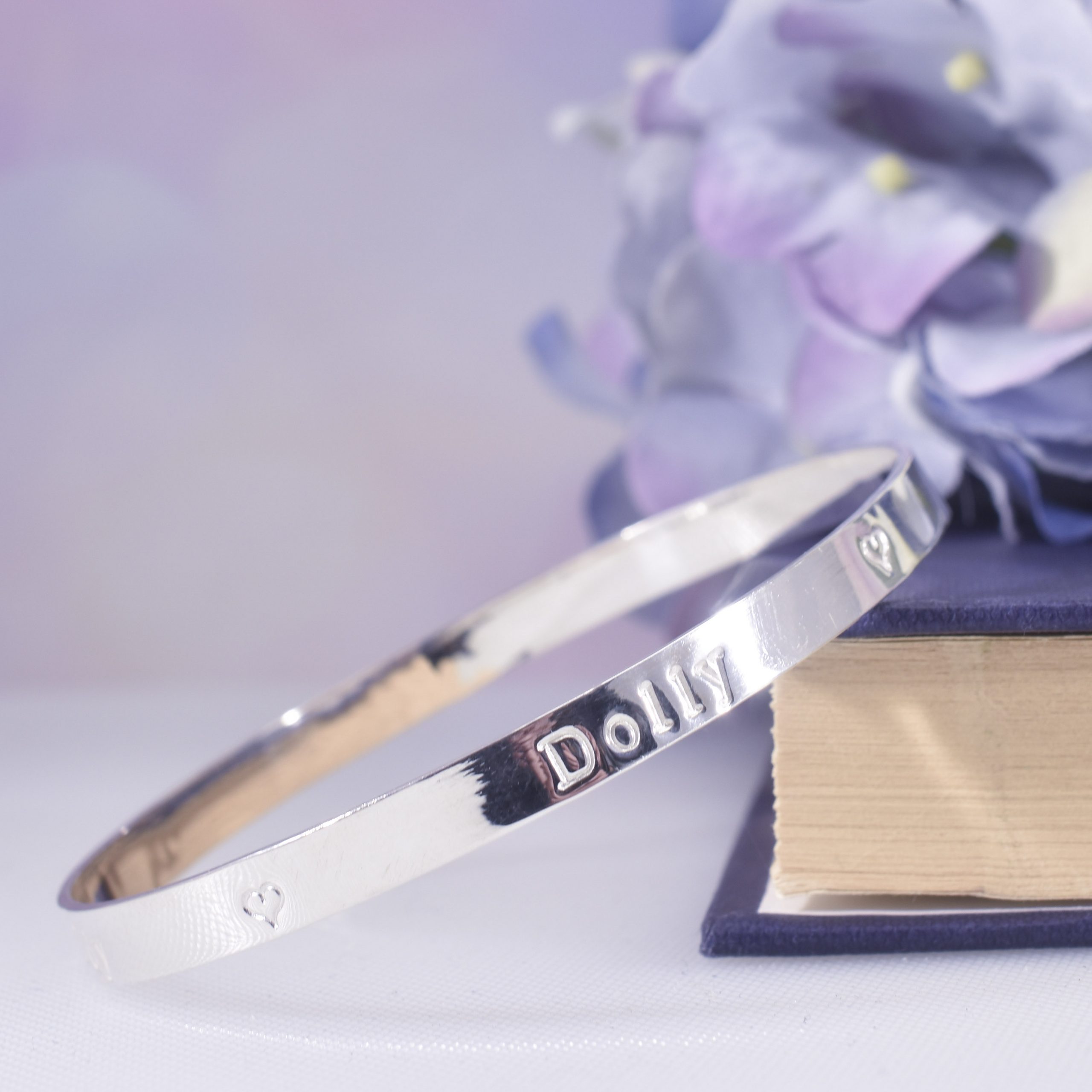 Handmade Sterling Silver Maxi Personalised Bangle - Image 8