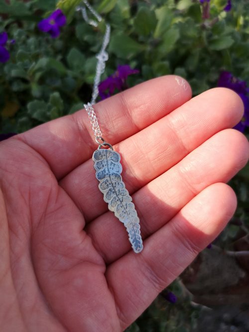 Handmade Sterling Silver Fern Leaf Imprint Necklace