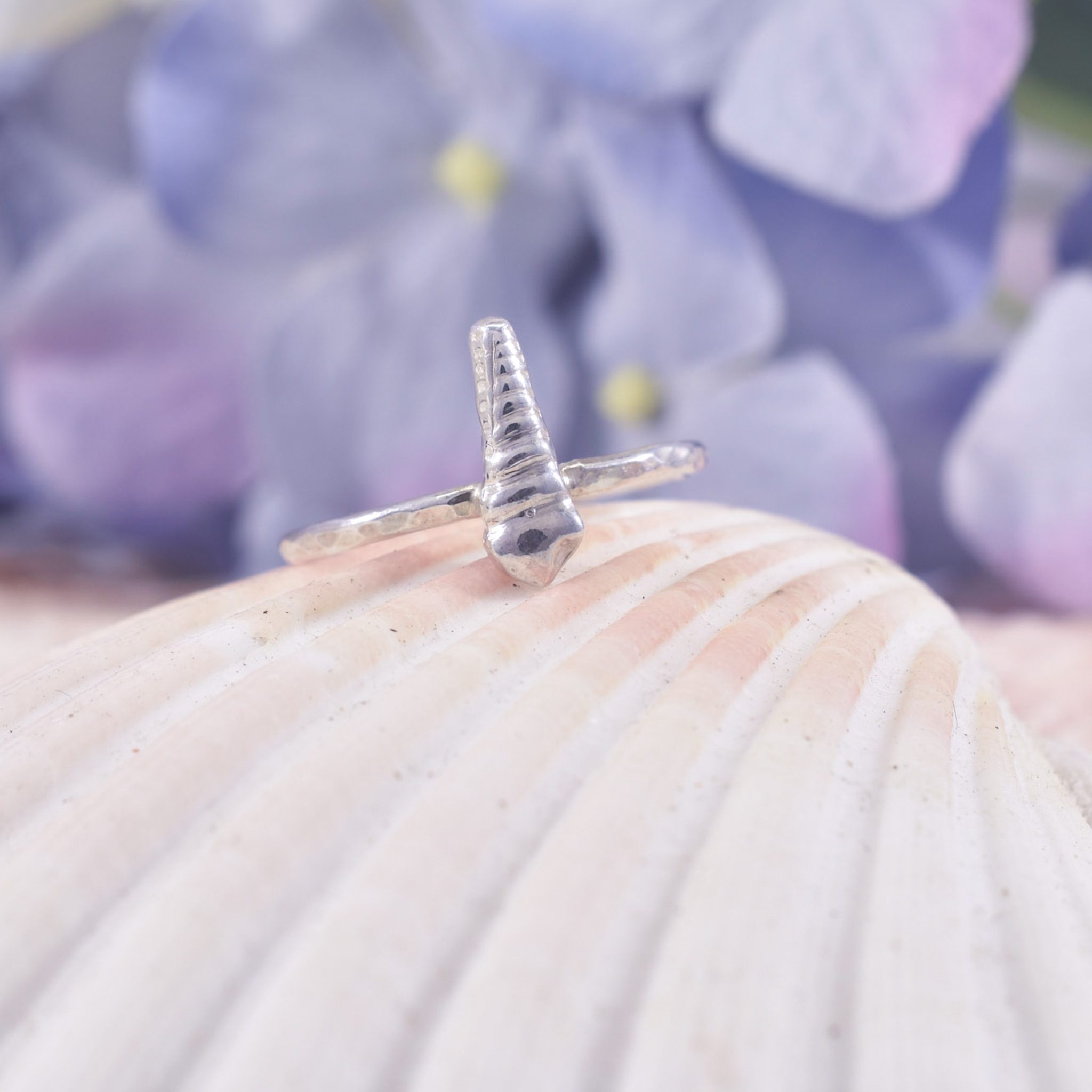 Sterling silver 3d conical shell ring