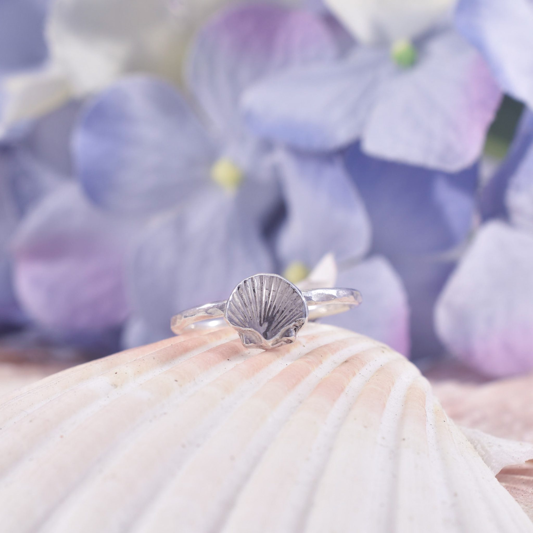 Sterling silver 3d scallop shell ring