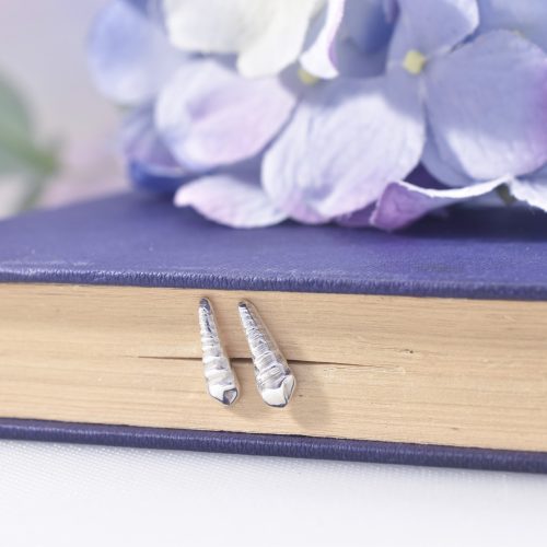 Handmade Recycled Sterling Silver Conical Seashell Stud Earrings