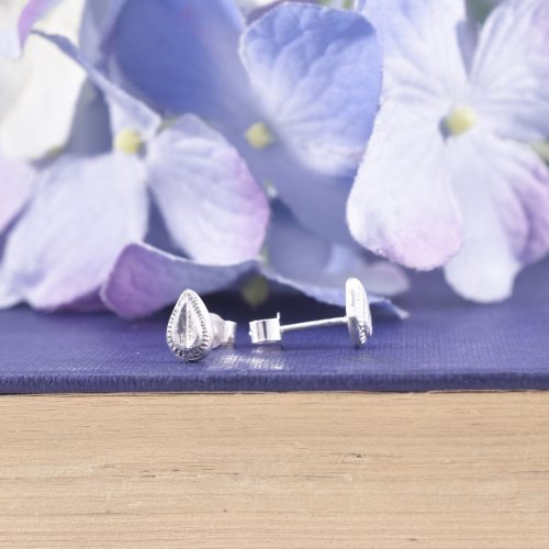 Handmade Recycled Sterling Silver Teardrop Stud Earrings