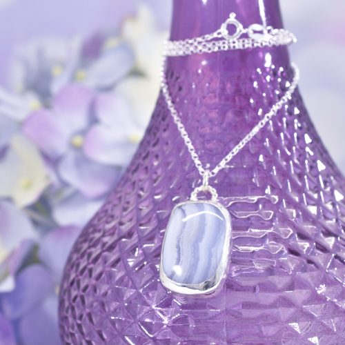 Handmade Sterling Silver Blue Lace Agate Necklace