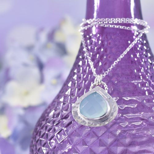 Handmade Sterling Silver Sea Green Chalcedony Necklace