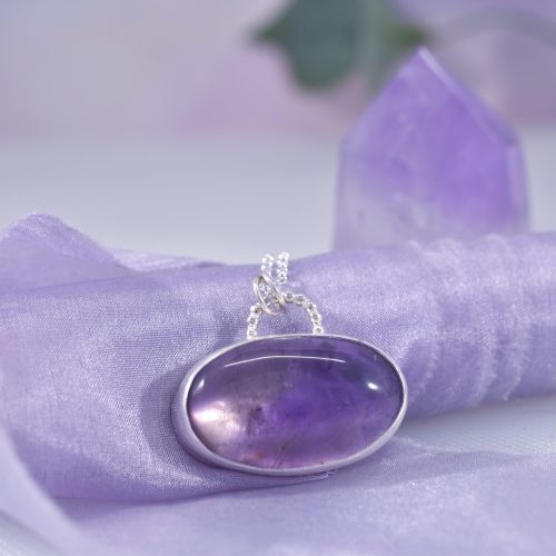 Sterling Silver Purple Ametrine Oval Moon Gazer Necklace