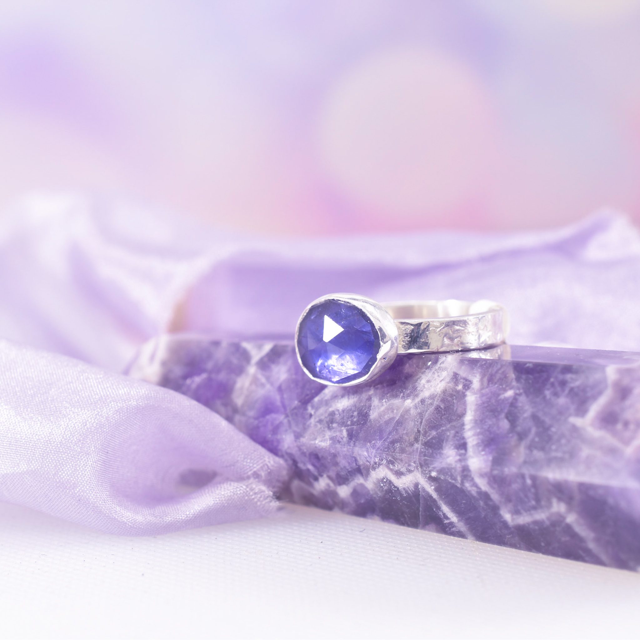 Handmade Sterling Silver Iolite Starry Night Ring