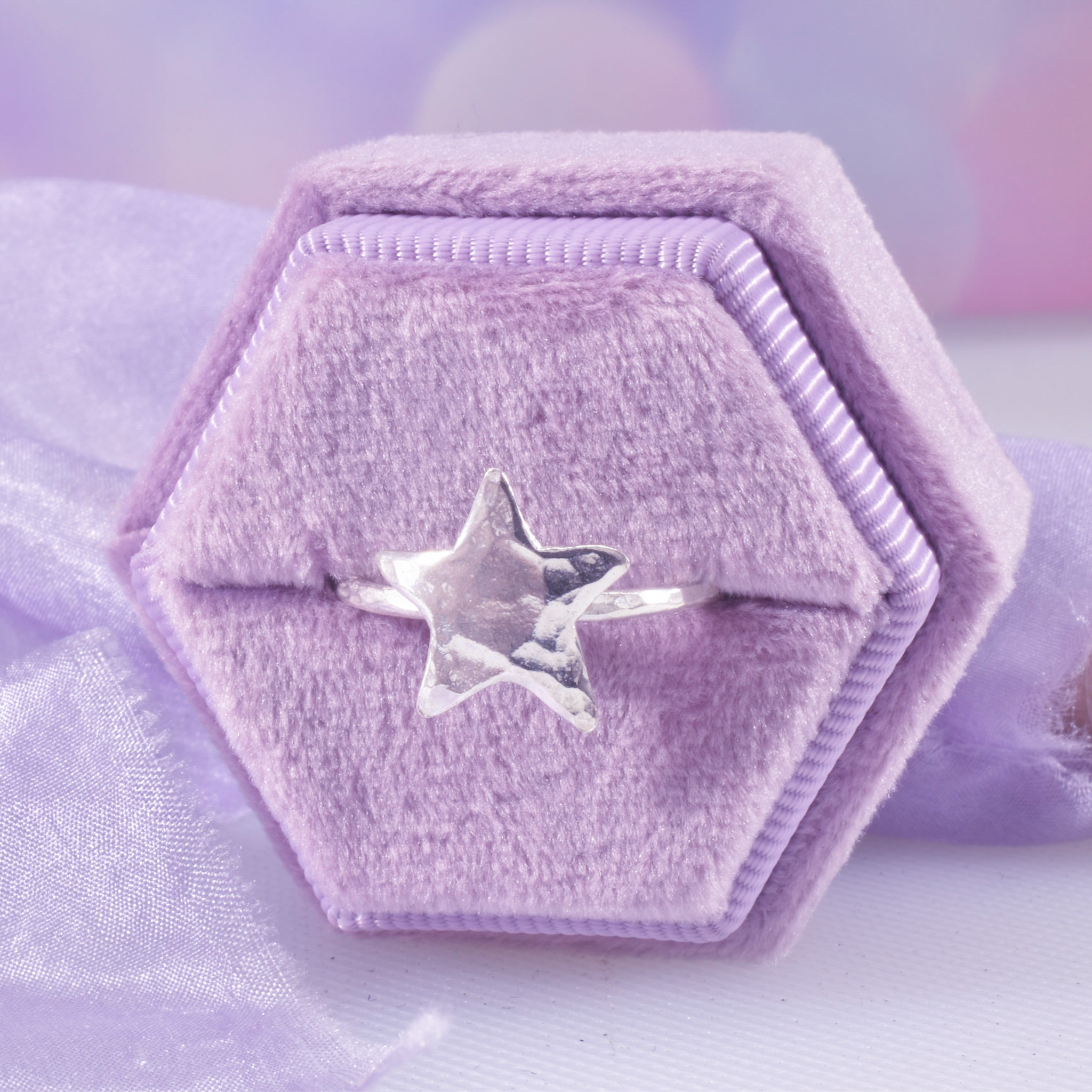 Sterling silver hammered star ring