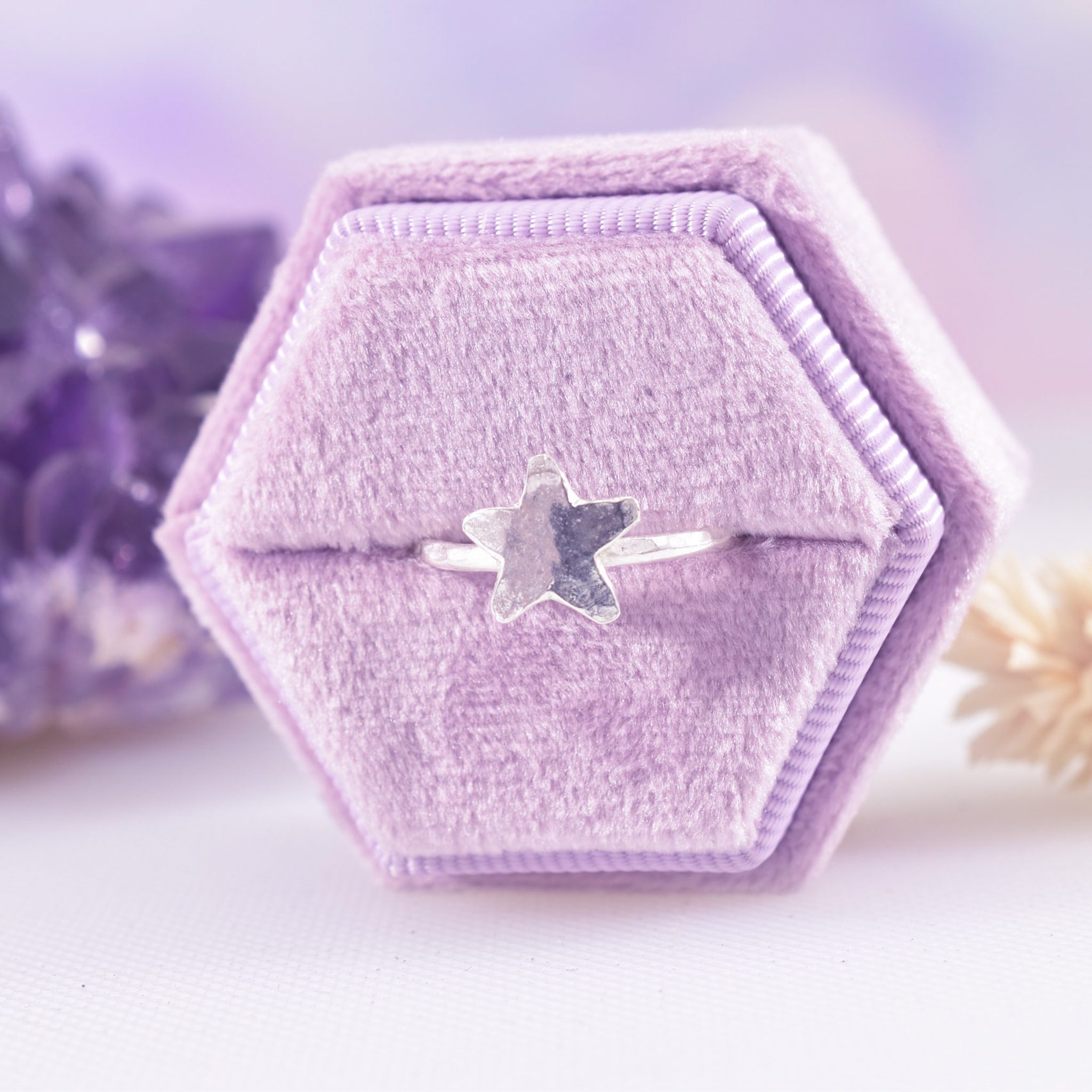 Handmade Sterling Silver Hammered Star Ring
