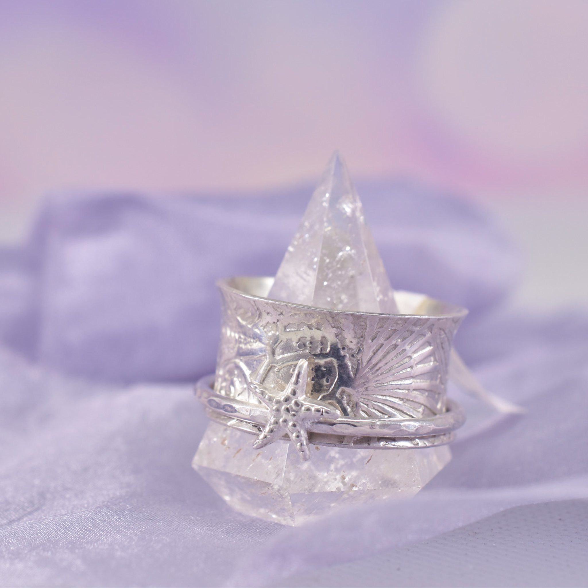 Sterling Silver Seashore Spinner Ring - Image 4