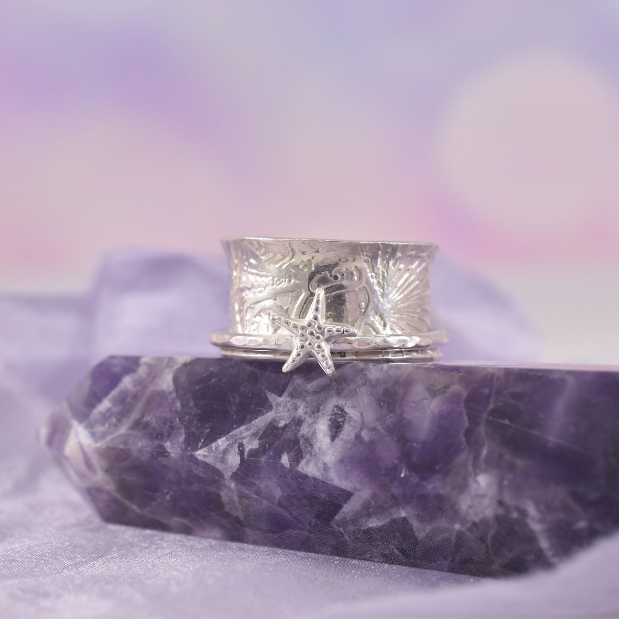 Sterling Silver Seashore Spinner Ring