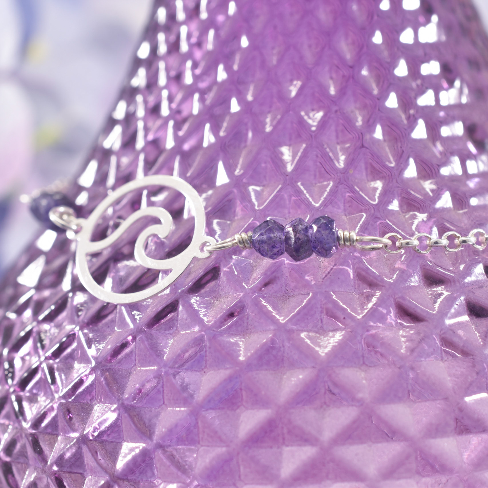 Sterling Silver Iolite Tides Anklet