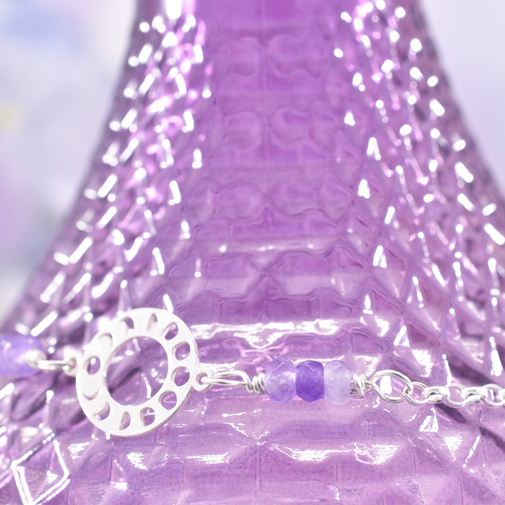 Sterling Silver Amethyst Moon Phase Anklet