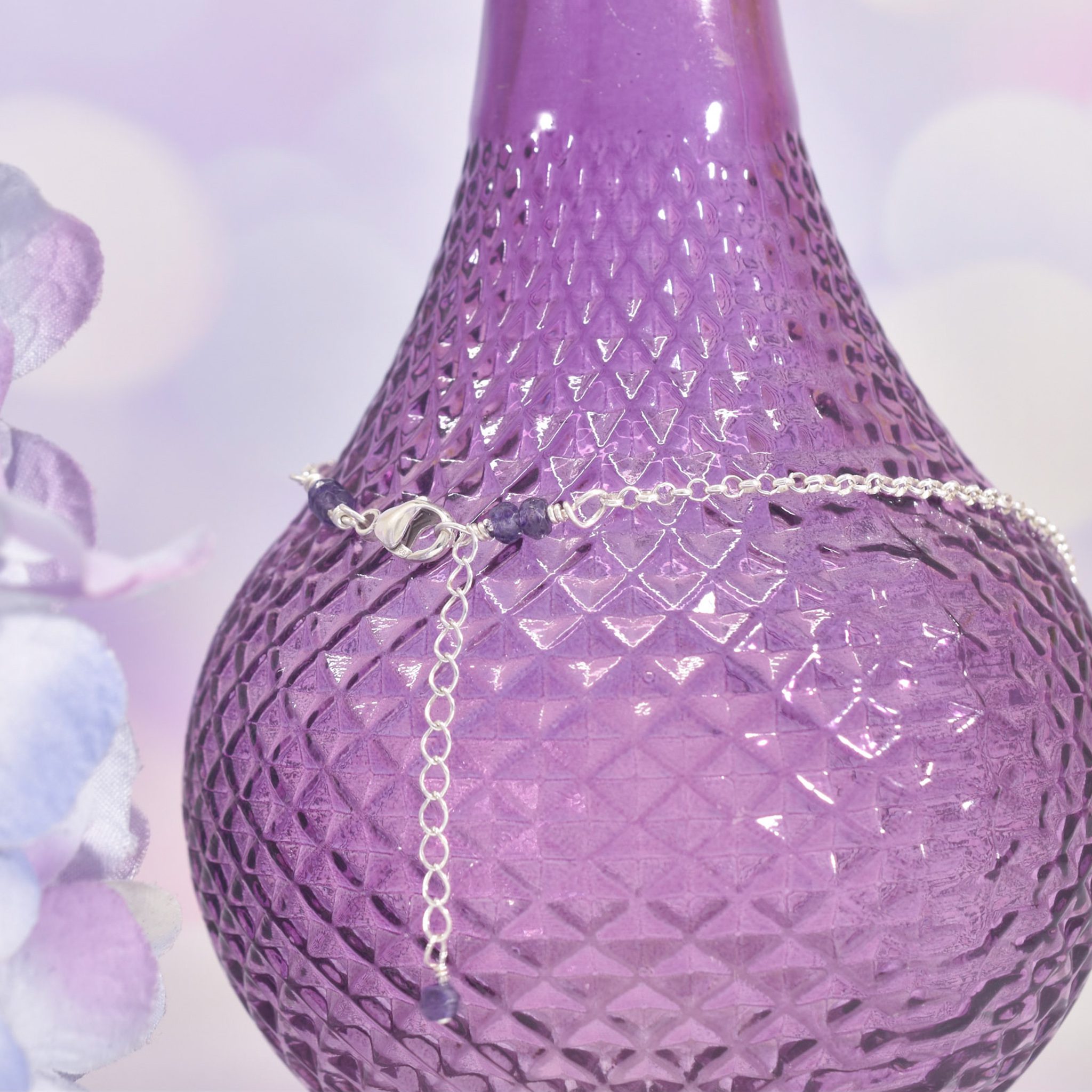 Sterling Silver Iolite Tides Anklet - Image 4